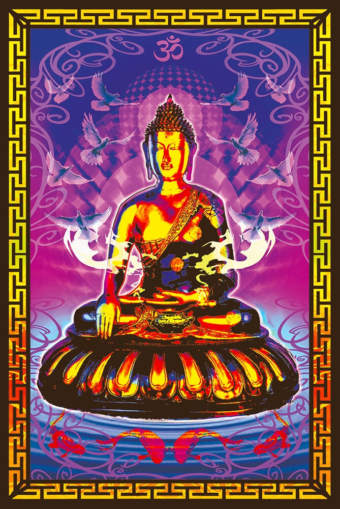 Tranquil Ohm Buddha Blacklight Poster