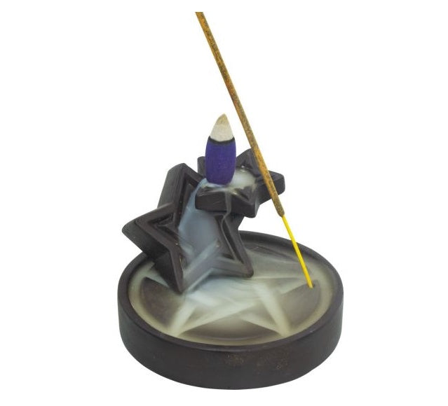 Ceramic Backflow Incense Burner - Triple Pentacles