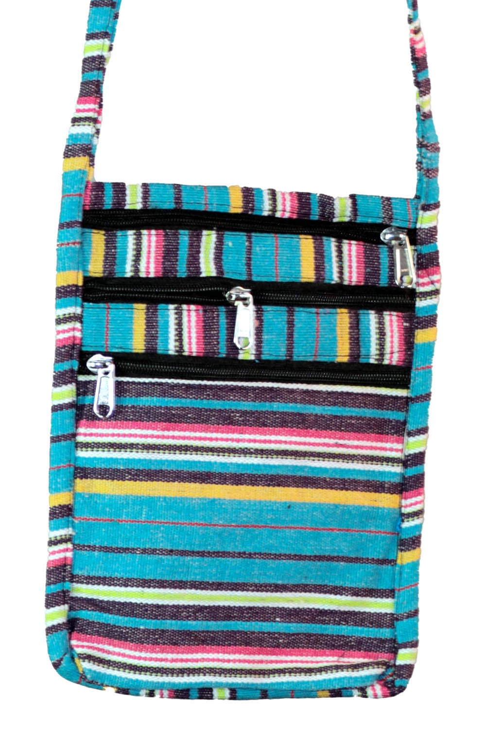 Passport Pouch Purse Bag - Turquoise/Purple