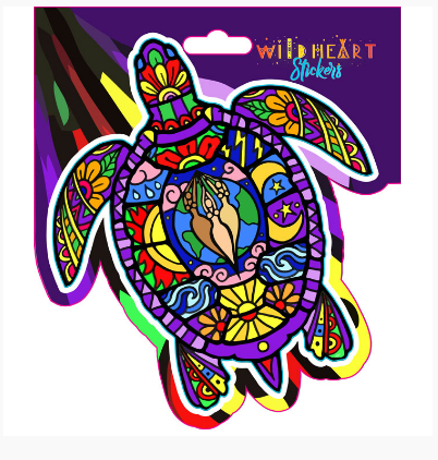 Wild Heart - Multicolor Turtle Window Sticker