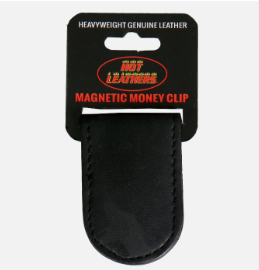 Magnetic Black Leather Money Clip