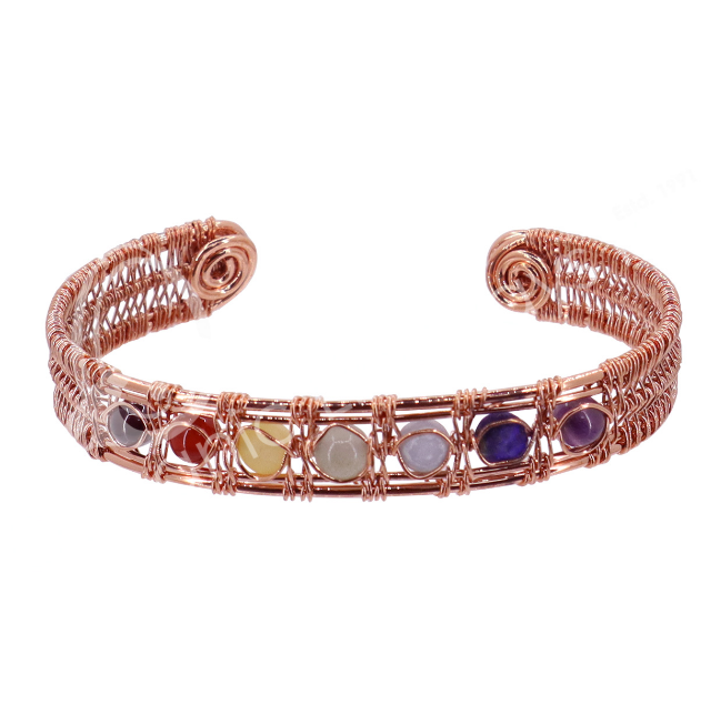 Oceanic - Chakra Gemstone Copper Cuff Bracelet