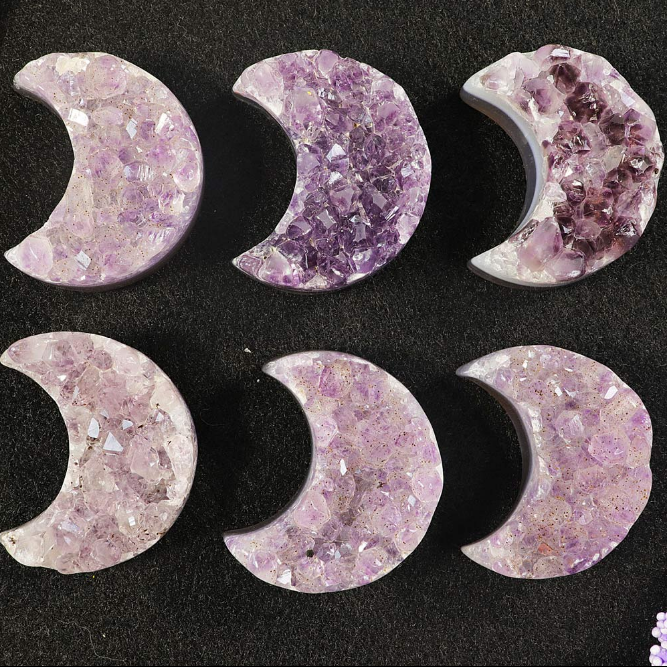 Nature's Artifacts - Amethyst Druze Crescent Moon