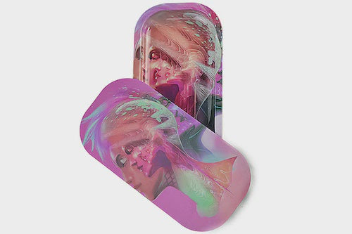 Slim 3D Holographic Metal Rolling Tray w/Magnetic Lid - Design 31