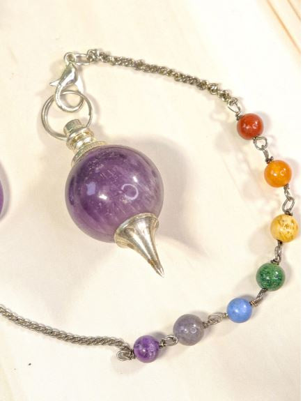 Nature's Artifacts - Seven Chakra Amethyst Pendulum