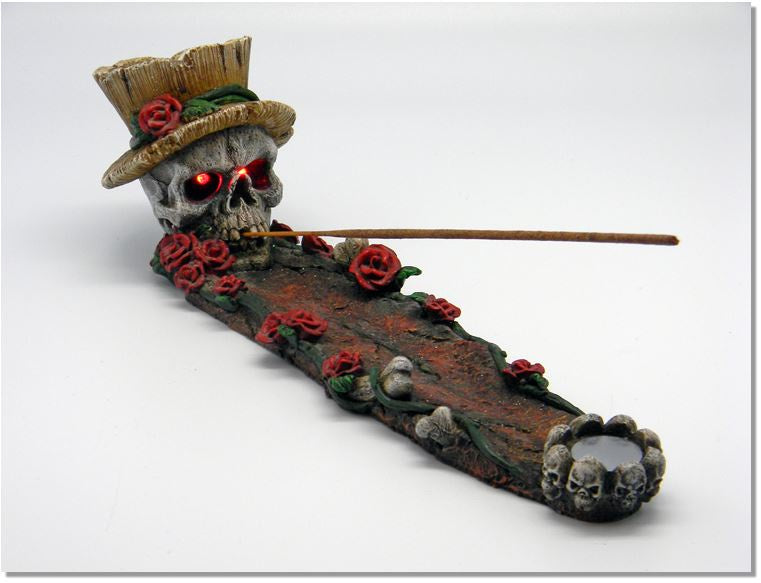 Fantasy Gifts - Skull w/Roses LED Incense Burner