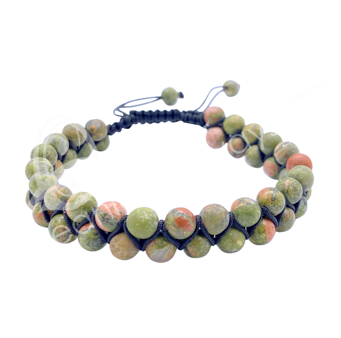 Oceanic - Unakite Double Row Adjustable Beaded Bracelet