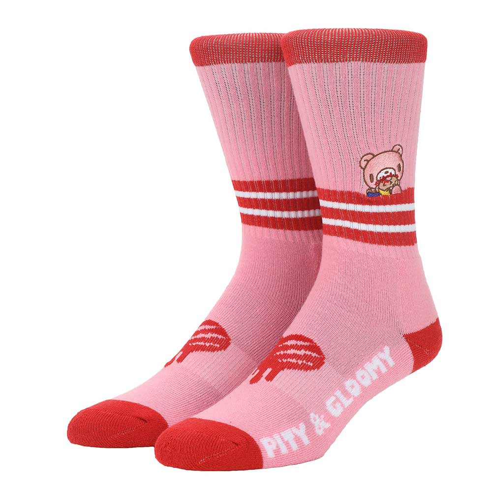 Gloomy Bear Peek-A-Boo Embroidered Crew Socks