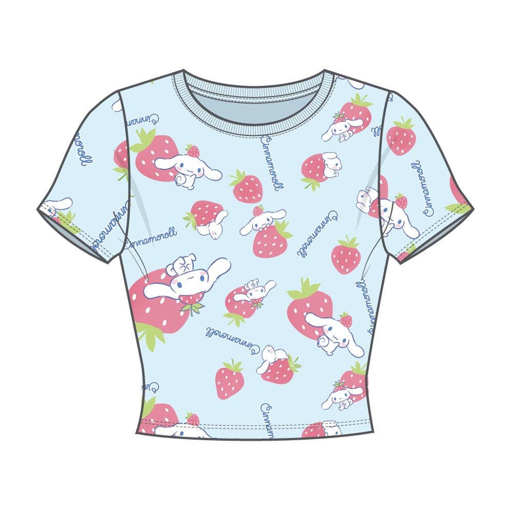 Cinnamoroll Strawberries Juniors Cropped Baby Tee