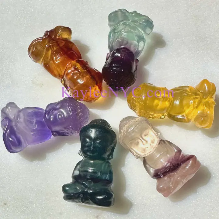 Candy Fluorite Carved Guanyin 4cm