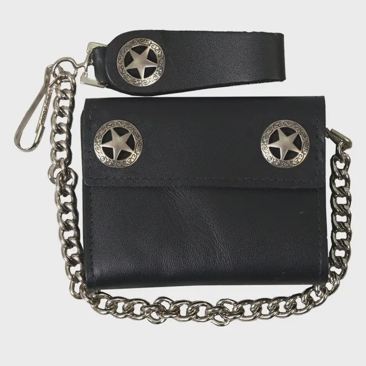 Hot Leathers - Western Star Black Leather Chain Wallet 11934