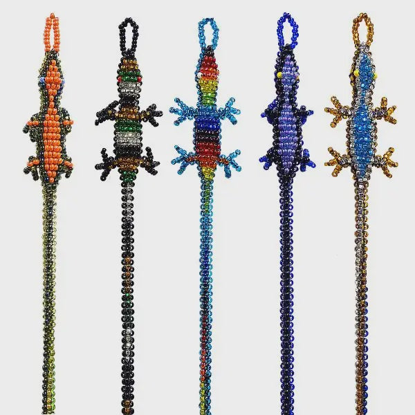 Gecko Seed Bead Strap Bracelet
