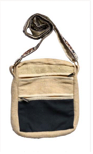 Earth Divas - Jute Cotton Crossbody w/Handknit Handle & Dual Front Zips