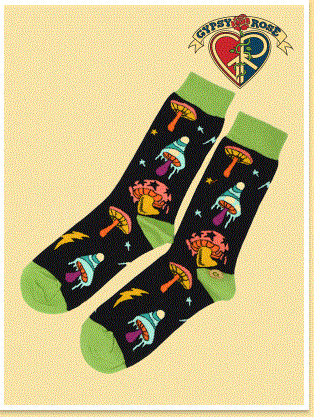 OOOH Yeah! - Psychedelic Starry Shrooms Mid Crew Socks