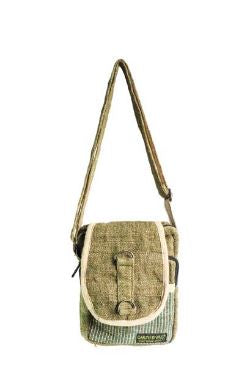 Two-Pocket Hemp Vegetable-Dye Crossbody Bag