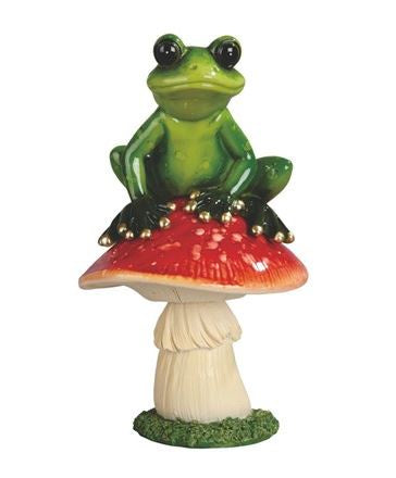 Frog Sitting on Mushroom Statue 61315