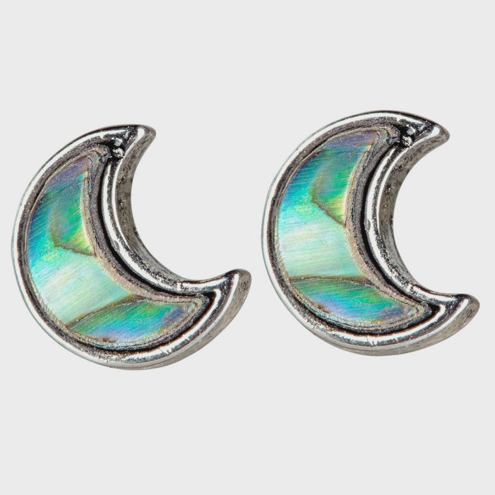 Abalone Shell Crescent Moon Studs E1724