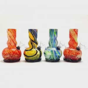 6" Mini Colorful Wave Bottom Pinch Neck Soft Glass Water Pipe