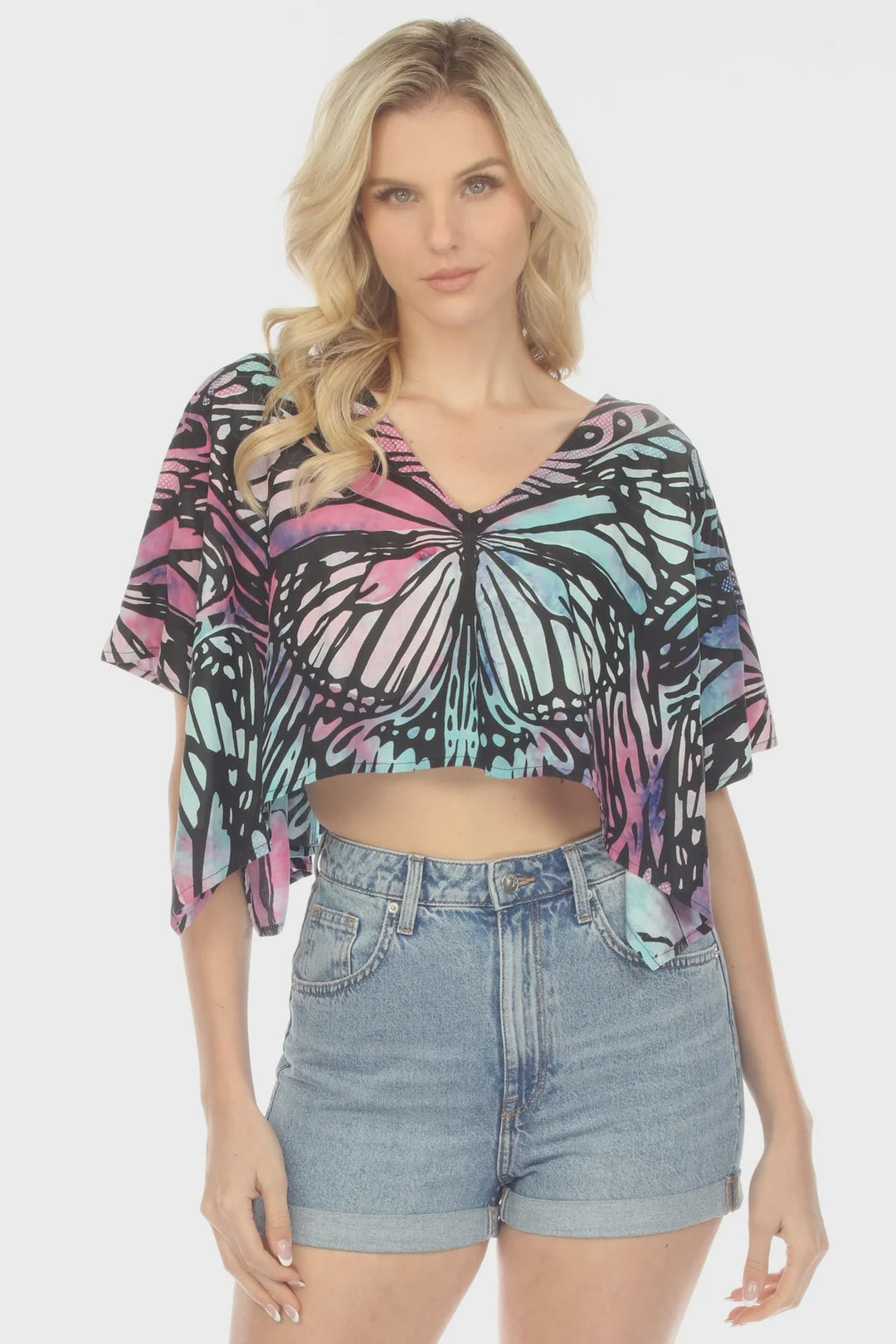 Butterfly Tie-dye Scarf Crop Top