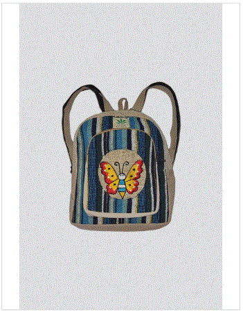 Small Blue Stripes Butterfly Print Backpack