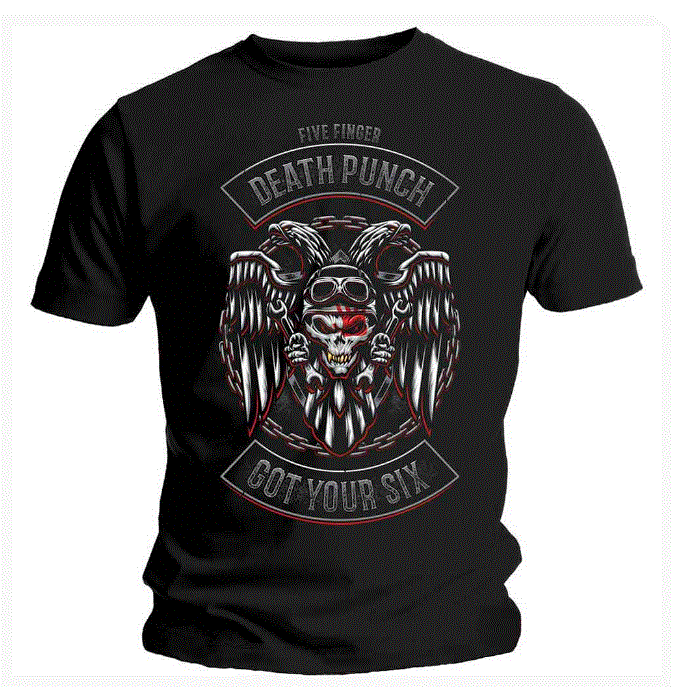 Five Finger Death Punch Unisex T-Shirt - Biker Badge (Black)