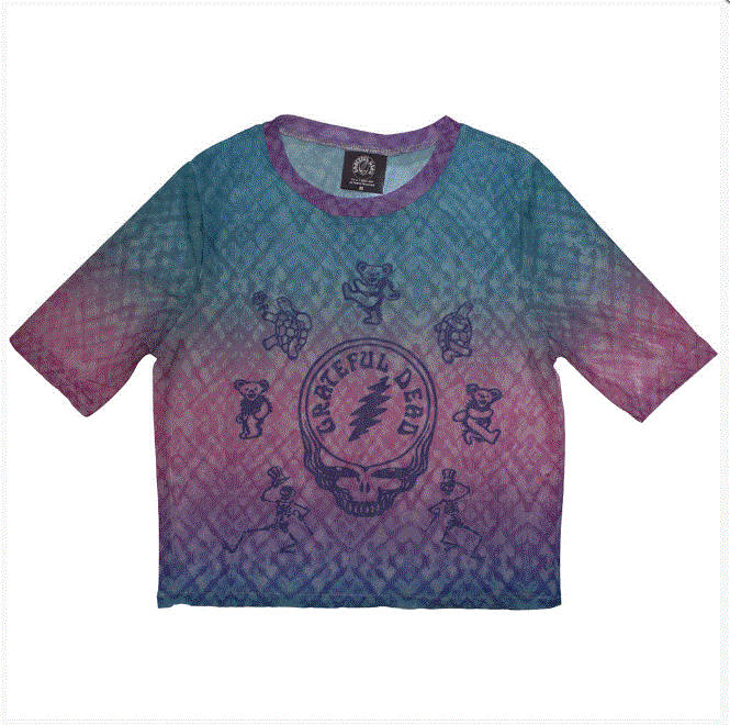 Grateful Dead Ladies Crop Top - Dead Egyptian Gradient (Blue) (Mesh)