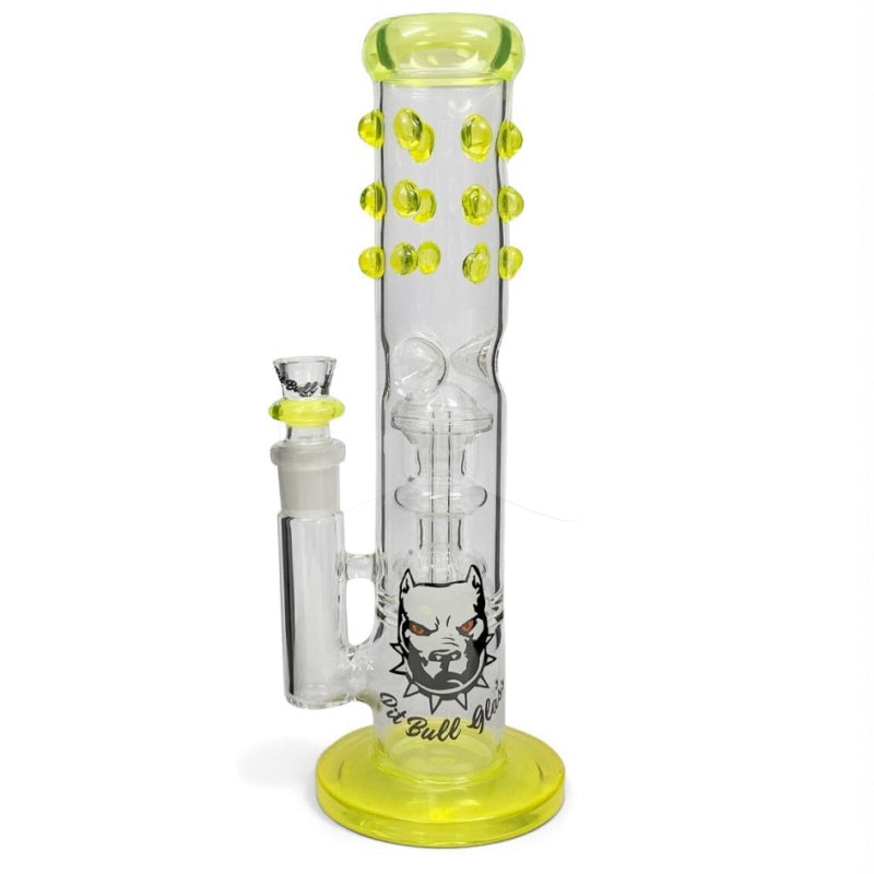 12” Pit Bull Beaded Tube Water Pipe with Triple Showerhead 18mm Slime