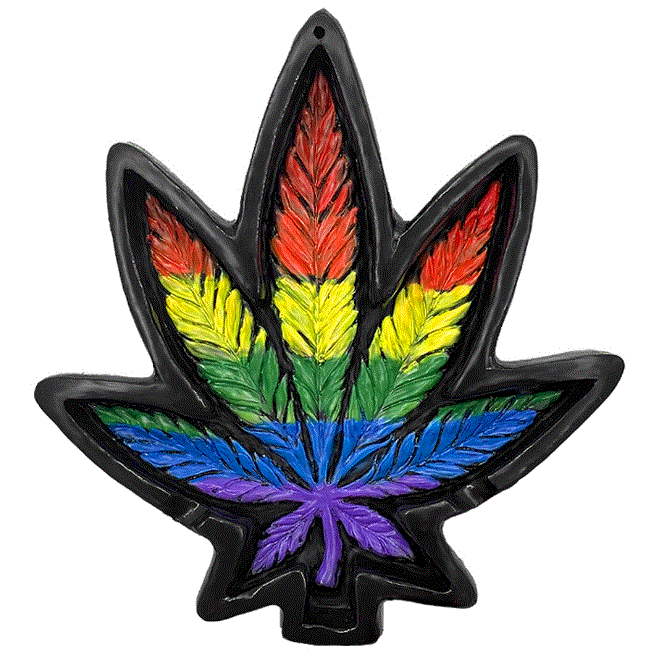 Rainbow Pot Leaf Shaped Flat Ash Tray