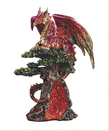 GSC - Red Dragon on Tree Statue 72043