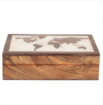 World Map Wooden Box