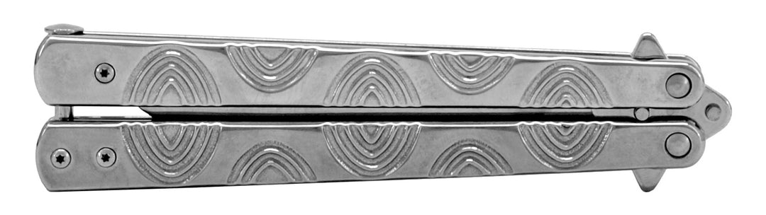 5.25" Stainless Steel Practice Butterfly Knife - Chrome