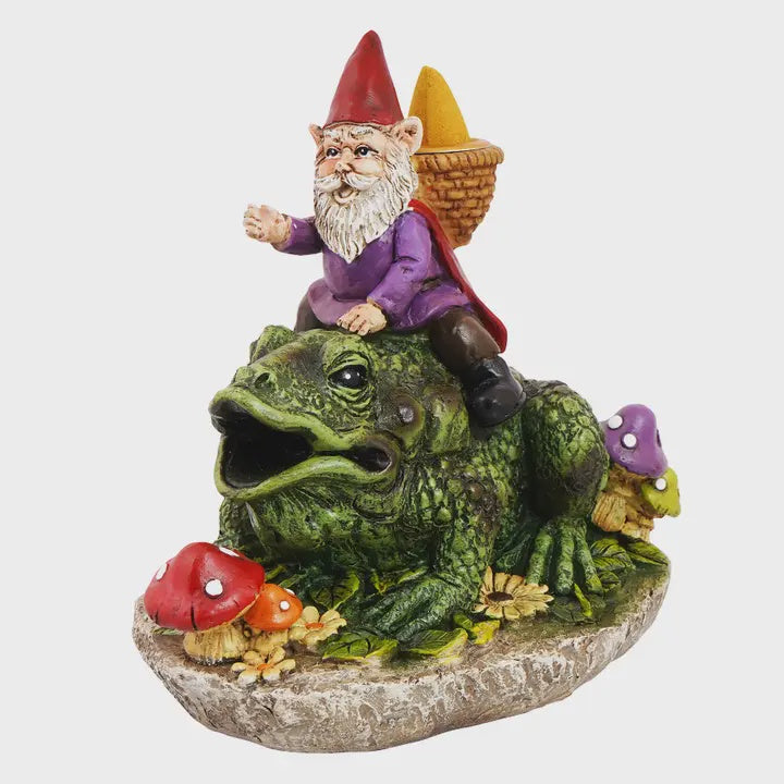Gnome Riding Frog Backflow Incense Burner 3254