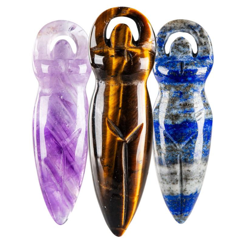 Carved Earth Goddess Gemstone Statue