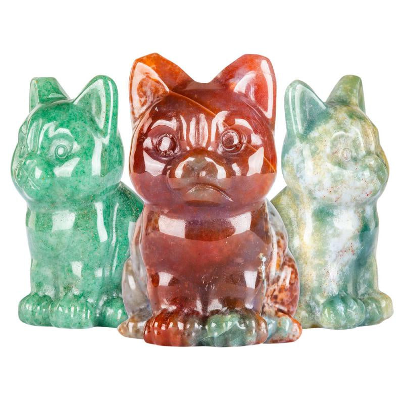 Gemstone Carved Cat Figurine