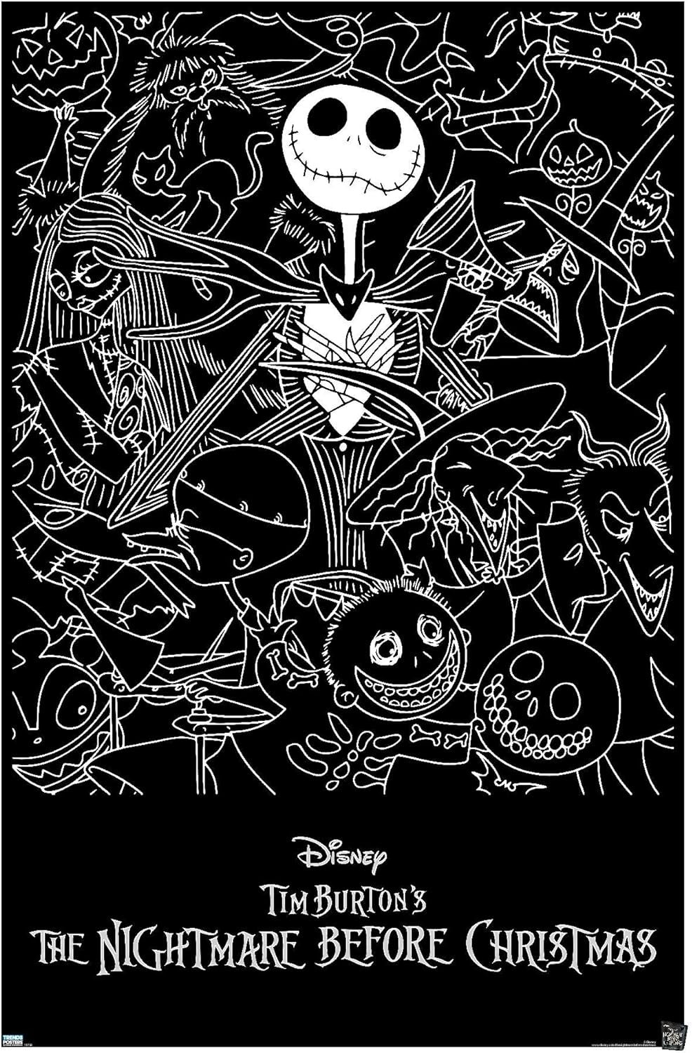 Nightmare Before Christmas Black & White Poster