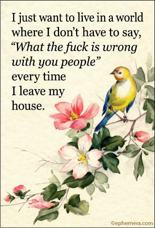 I Just Want To Live In  World Where I Don't Have To Say, "What The Fuck Is Wrong With You People" Every Time I Leave My House Magnet