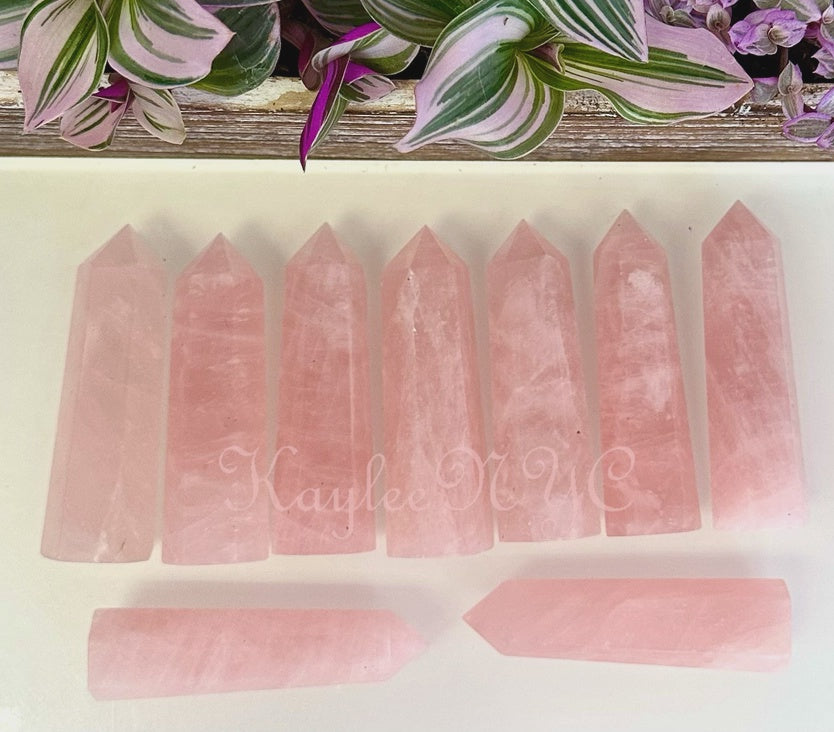 Natural Rose Quartz Crystal Obelisk Tower Point