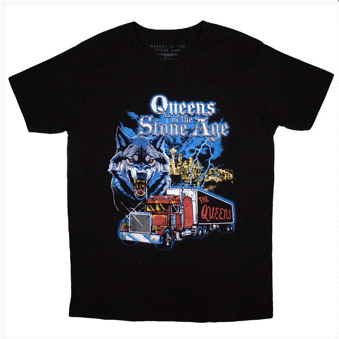 Queens Of The Stone Age Unisex T-Shirt - Wolf Skyline (Black)