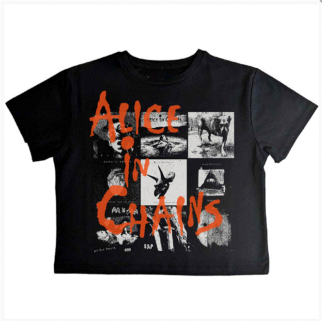 Alice In Chains Ladies Crop Top - Albums Montage (Black)