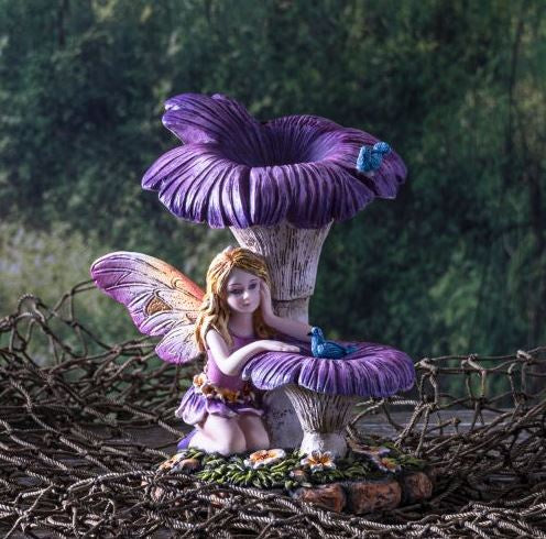 Fairy Resting Under Flower Statue 14012