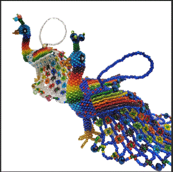 Guatemalan Beaded Peacock Ornament