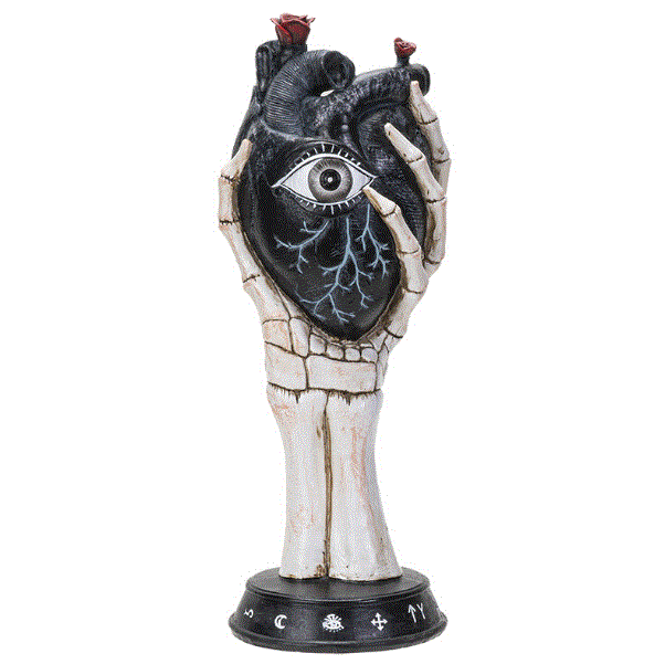 Pacific - All-Seeing Black Heart w/Skeleton Hand Statue-Vase