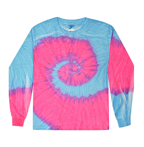 Colortone Youth Tie Dye L-Shirt - Flo Blue & Pink