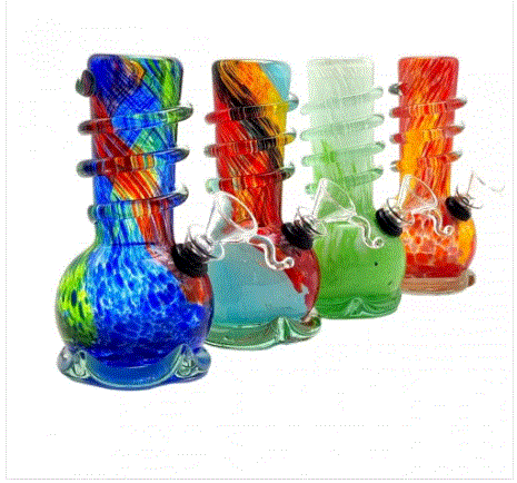 6" Mini Wave Soft Glass Water Pipe w/Base Ring Grip