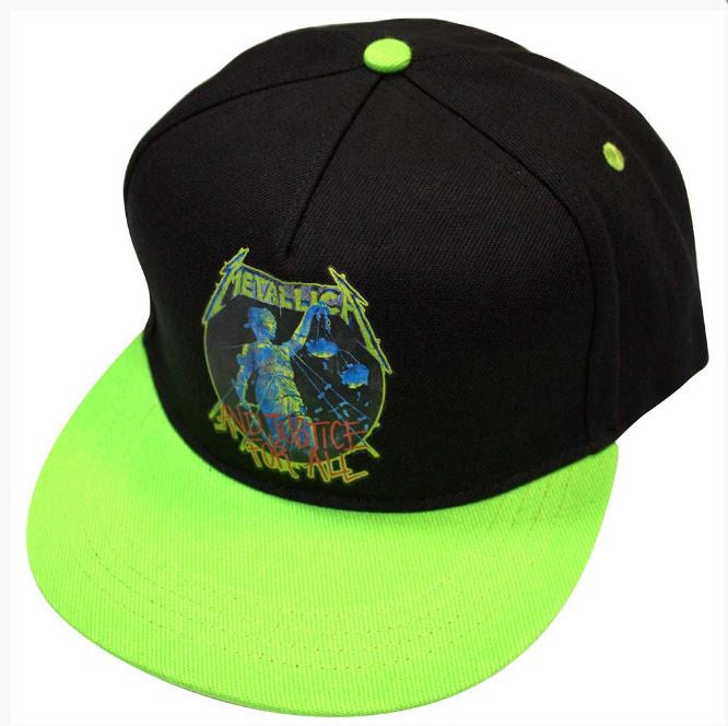 Metallica Unisex Snapback Cap - And Justice For All (Black & Green)