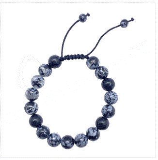 Oceanic - Snowflake Obsidian Adjustable Beaded Bracelet