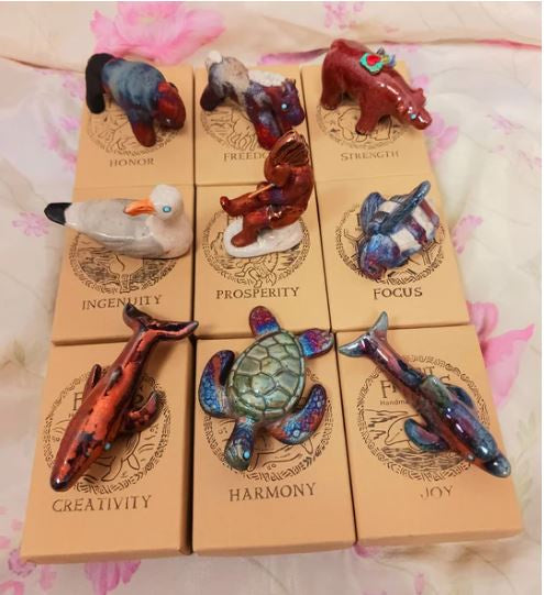 Raku Spirit Friends Mini Figurine Handmade Totem