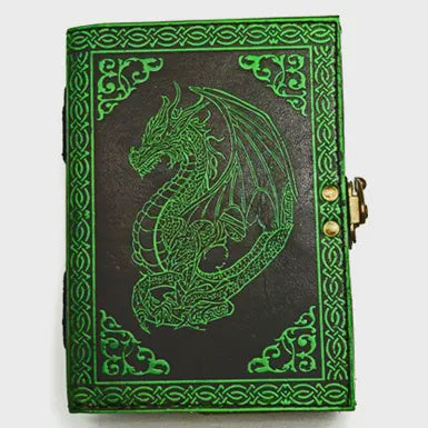 Green Dragon Embossed Leather Journal