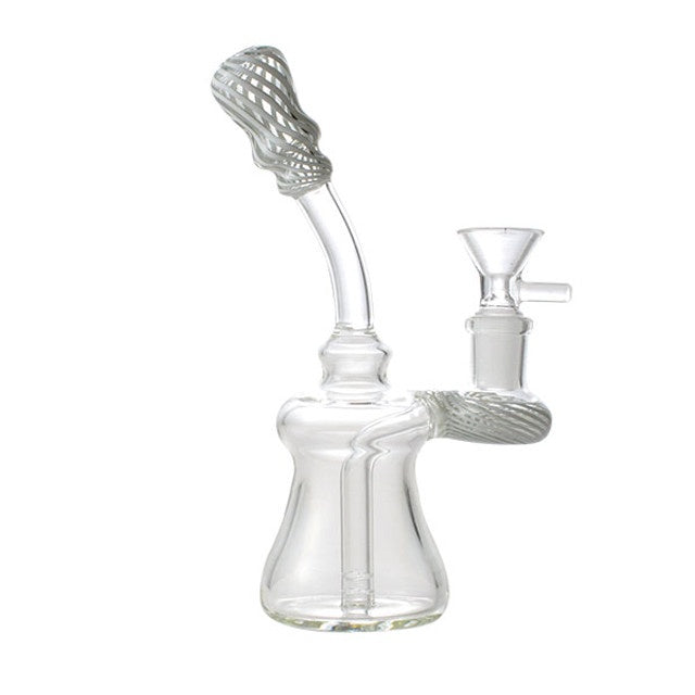 Glass Art - Watervase - 14mm - 6in - Banger Hanger - Twist - Asst. Color Accents