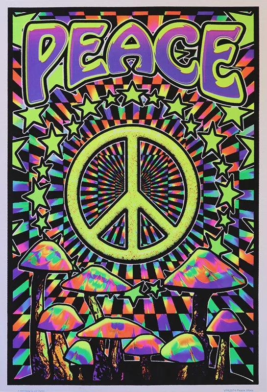 Peace Vibes Flocked Blacklight Poster BL1C6